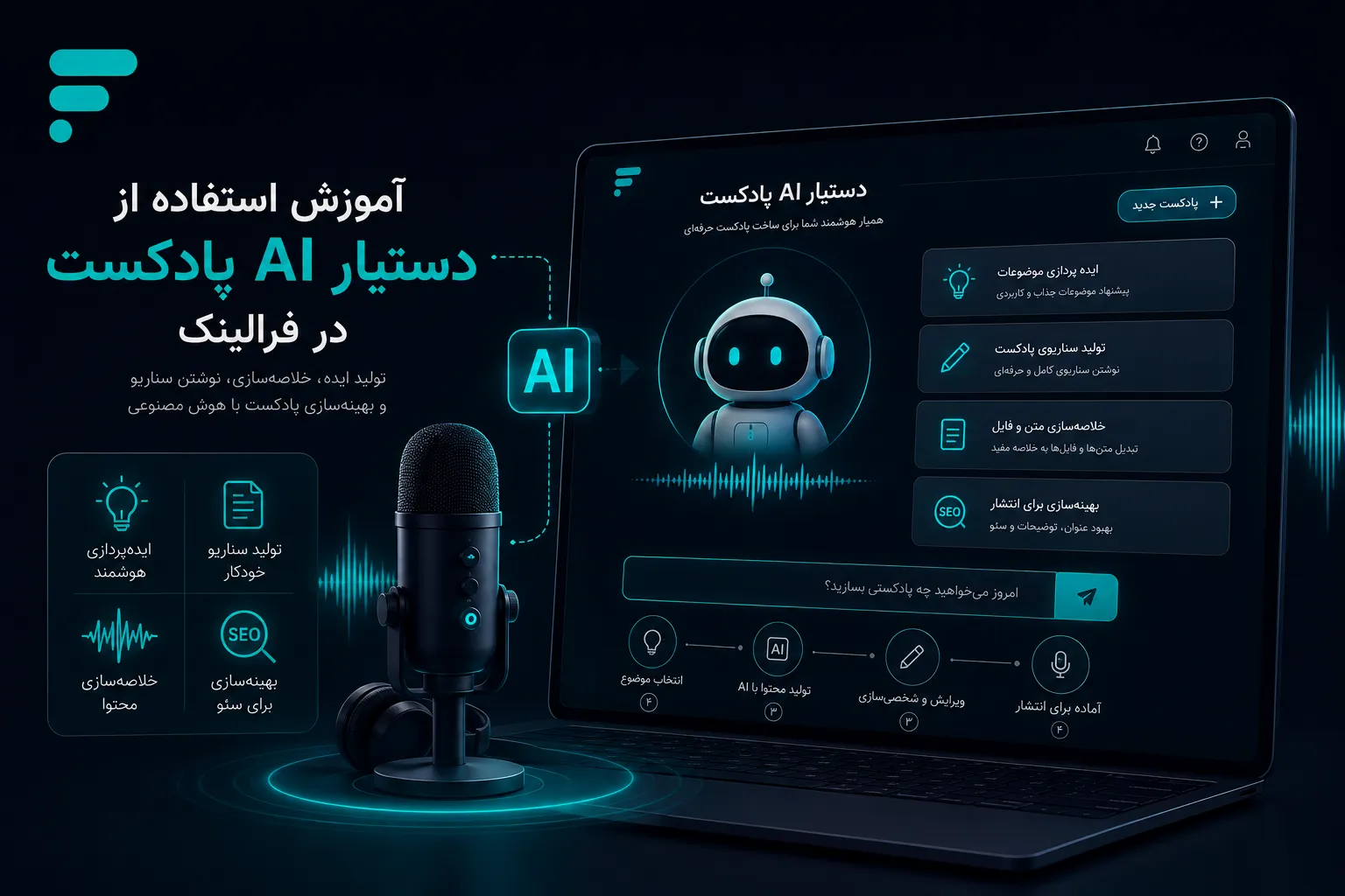 آموزش استفاده از دستیار AI پادکست در فرالینک