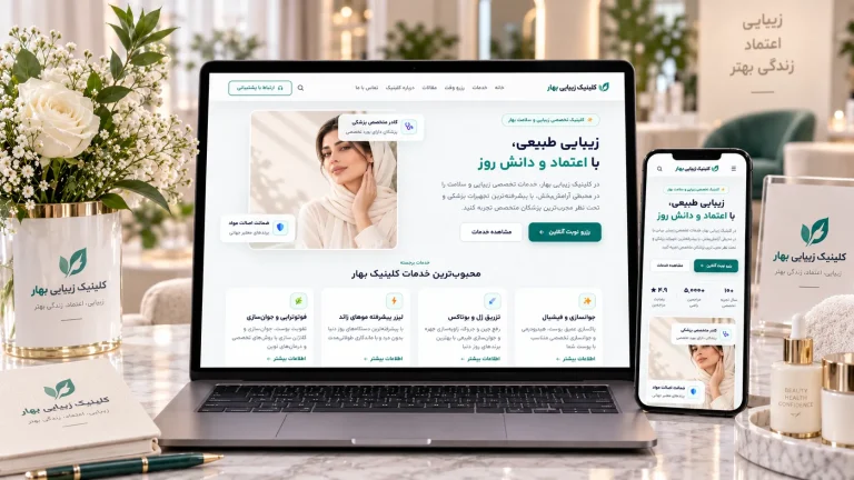 راهاندازی سایت حرفهای با فرالینک کلینیک زیبایی بهار